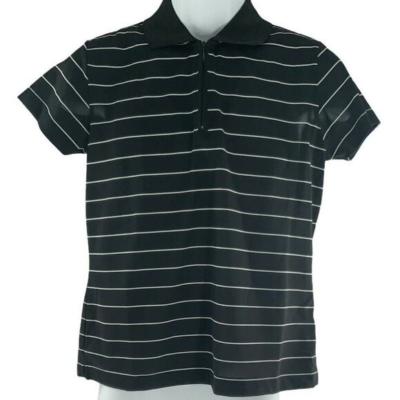 EP Pro Tour Tech Stripe Polo Shirt Womens M 1/4 Zip Short Sleeve Sporty Pullover - Picture 4 of 6